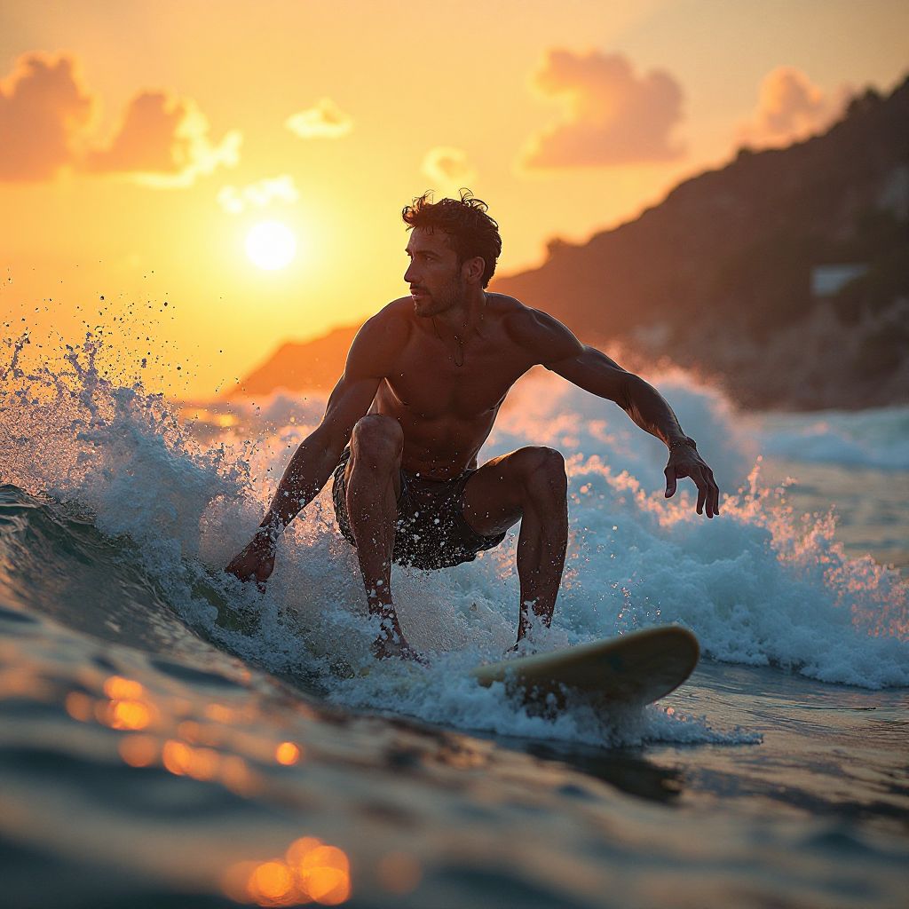 Surfer riding Coastal Board Co. surfboard