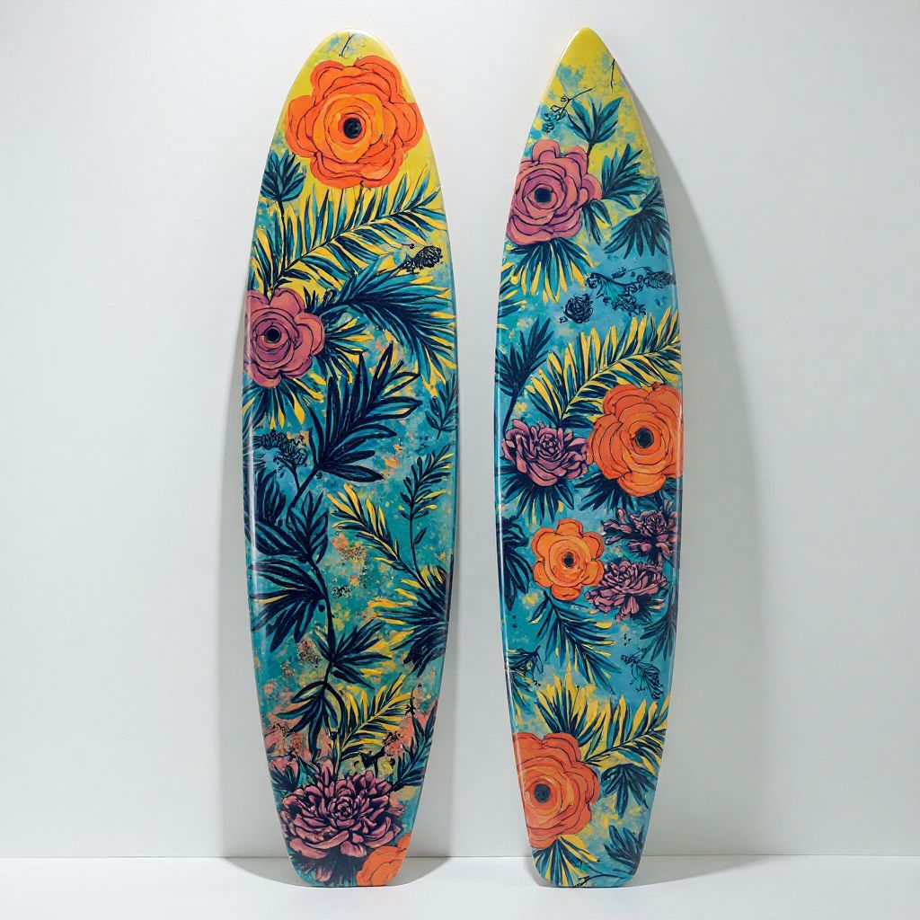 Performance shortboard with custom artwork